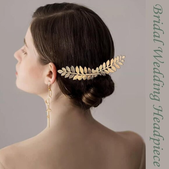 Greek Goddess Costume Jewelry Set Gold Laurel Headpiece Toga Bridal Halloween main image 2